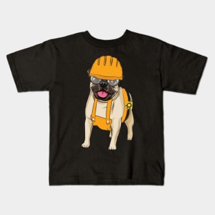 men construction worker architect dog Tshirt gift Kids T-Shirt